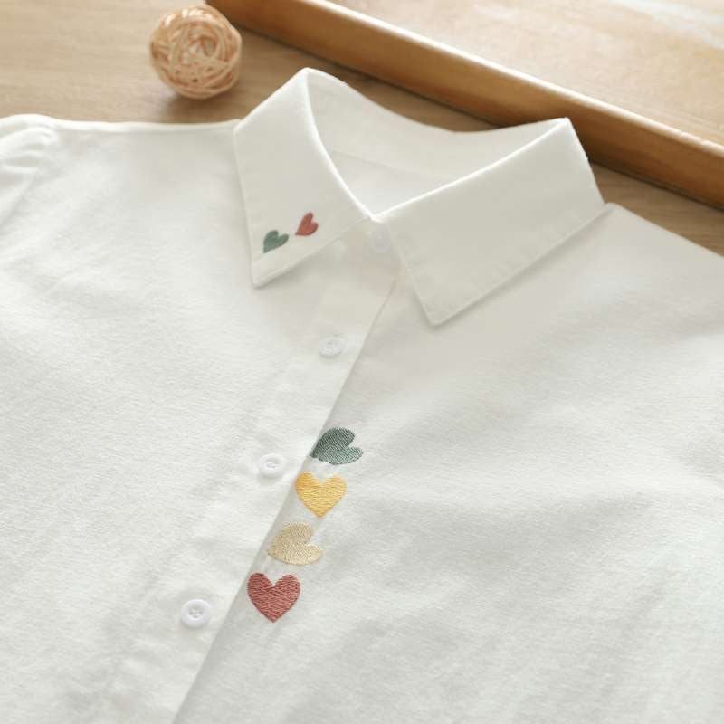 Women White Colourful Heart Shirt