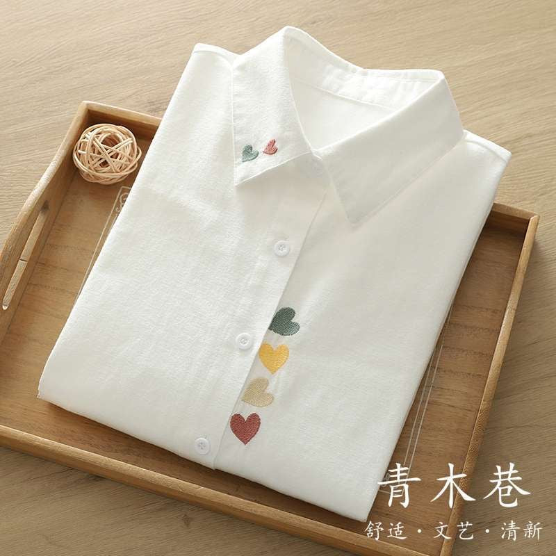 Women White Colourful Heart Shirt