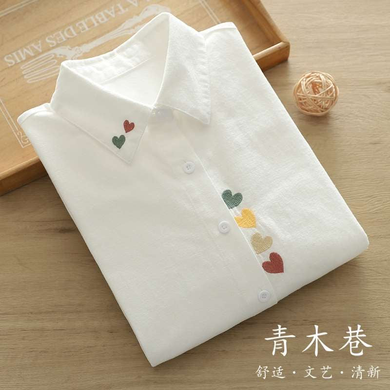 Women White Colourful Heart Shirt