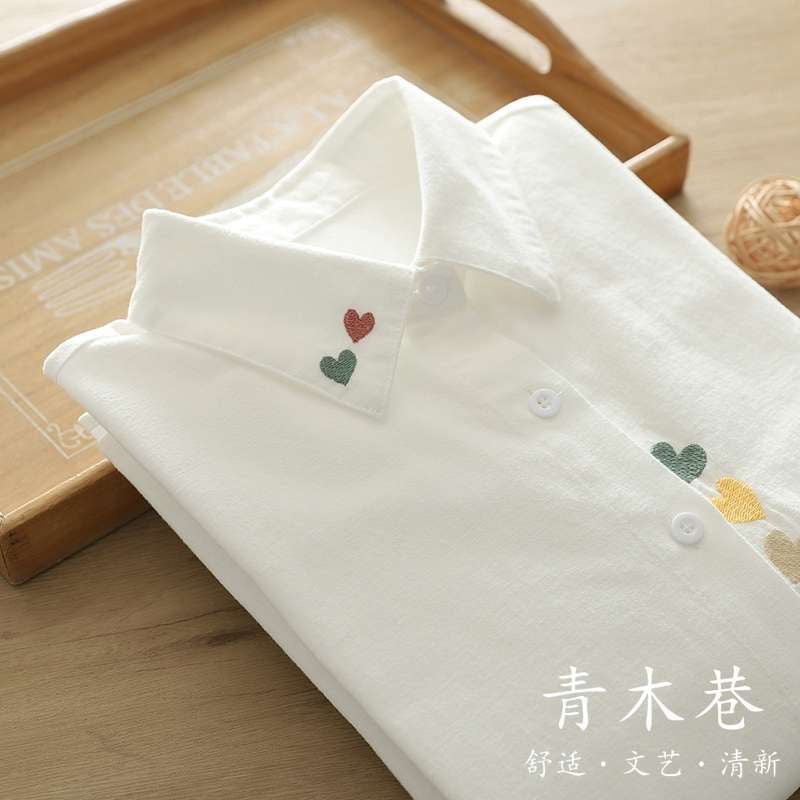 Women White Colourful Heart Shirt