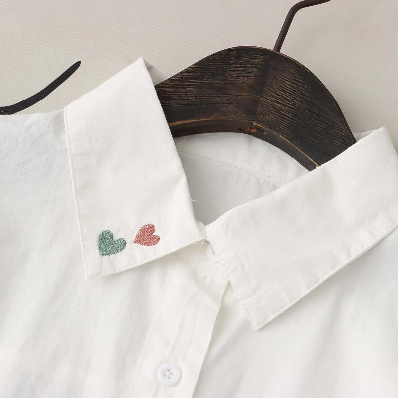 Women White Colourful Heart Shirt