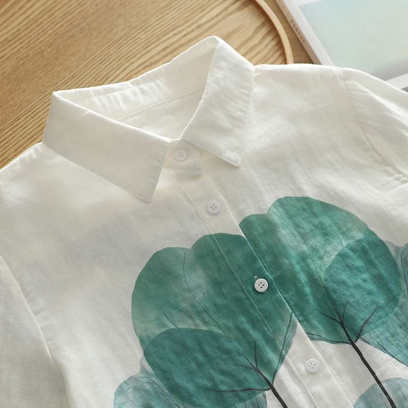 Women Big Leaf Printed Shirt