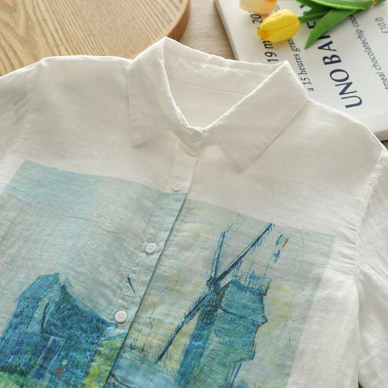 Women Blurry Barn Printed Shirt