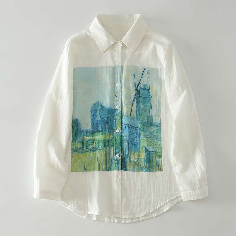 Women Blurry Barn Printed Shirt