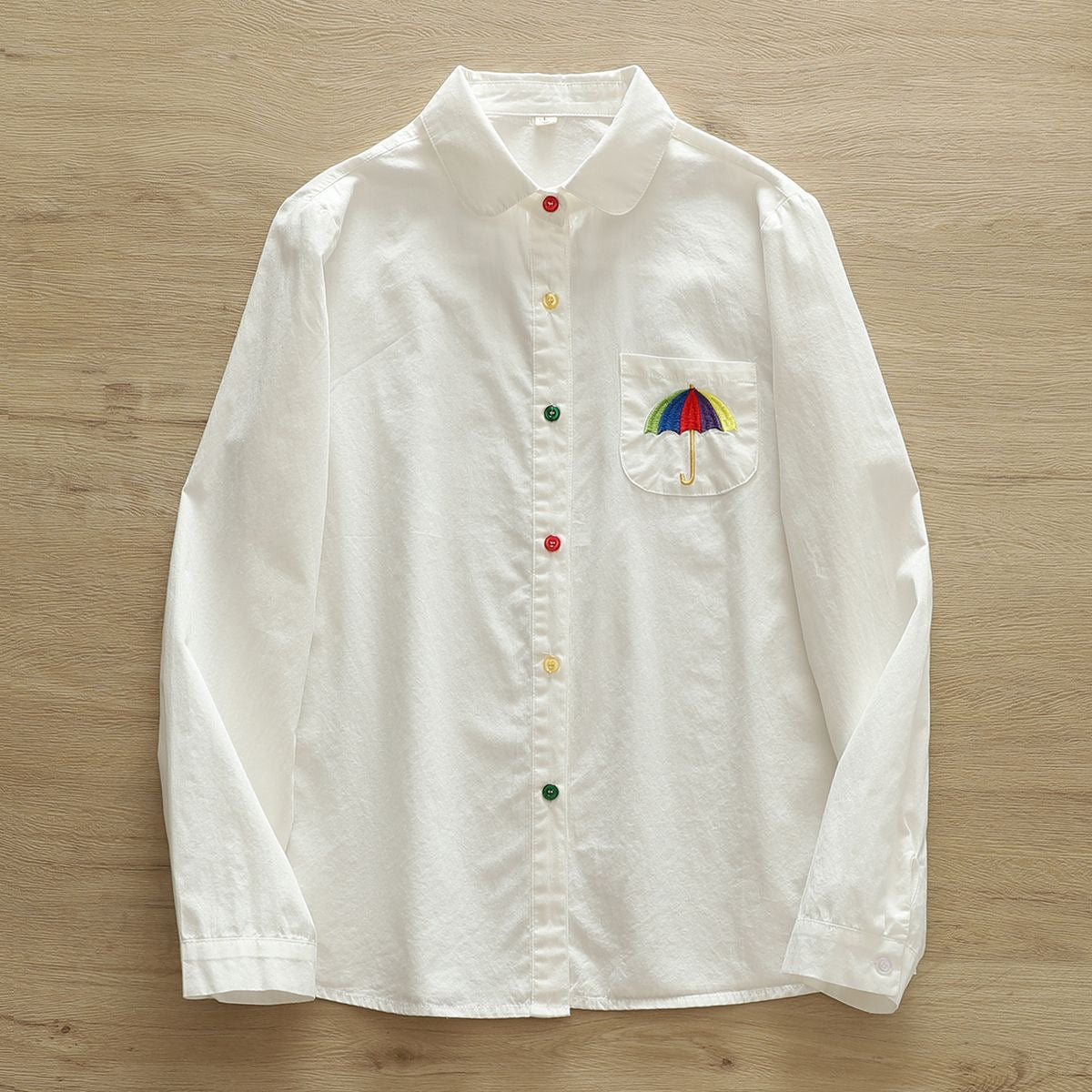 Women Pocket Umbrella Embroidered Shirt